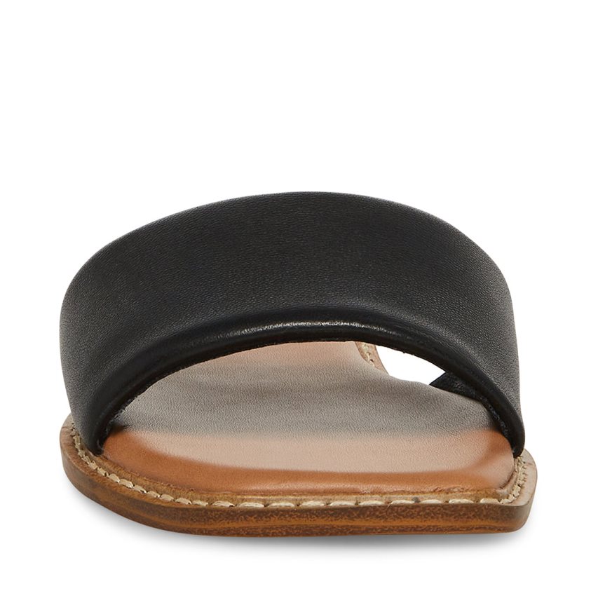 Black Steve Madden ra Leather Women's Slides | PH 5029WAU